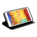 Wholesale Samsung Galaxy Note 3 Slim Flip Leather Wallet Case (Black Black)